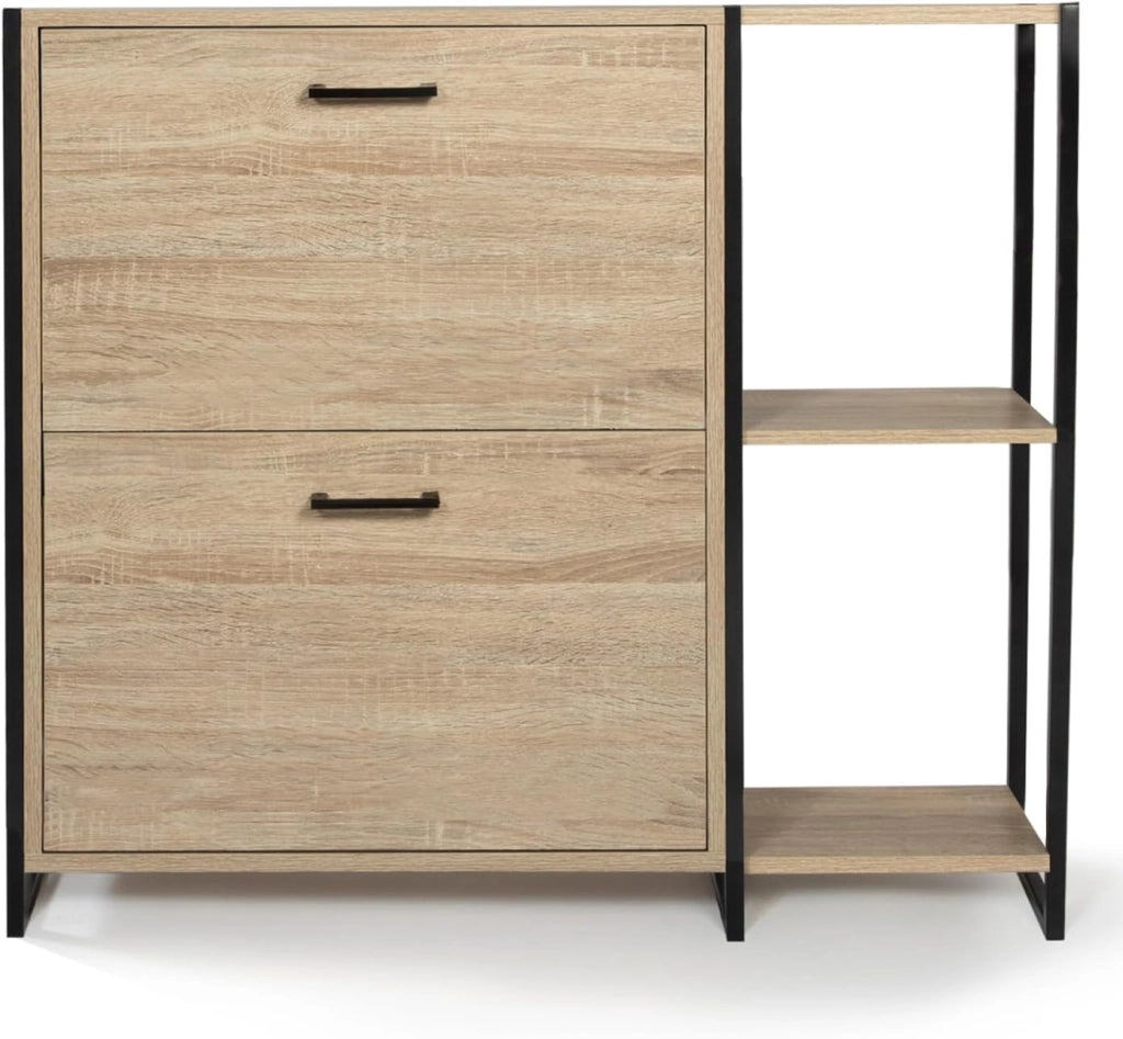 Scarpiera con 2 ante con ripiano design industriale LUIS