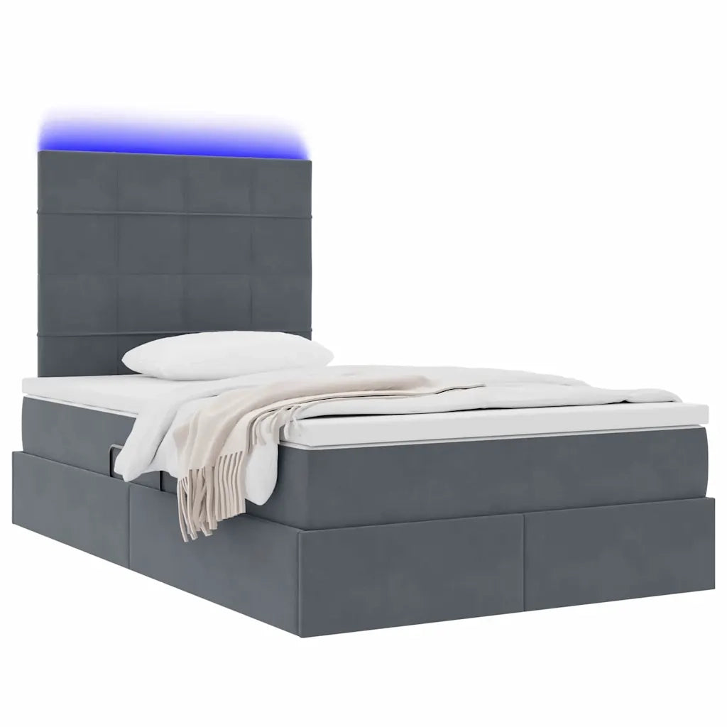 Letto con contenitore LED e materasso Grigio Scuro 120 x 200 cm