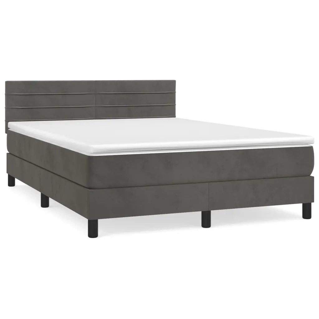 Giroletto a Molle con Materasso Grigio Scuro 140x190 cm Velluto cod mxl 62905