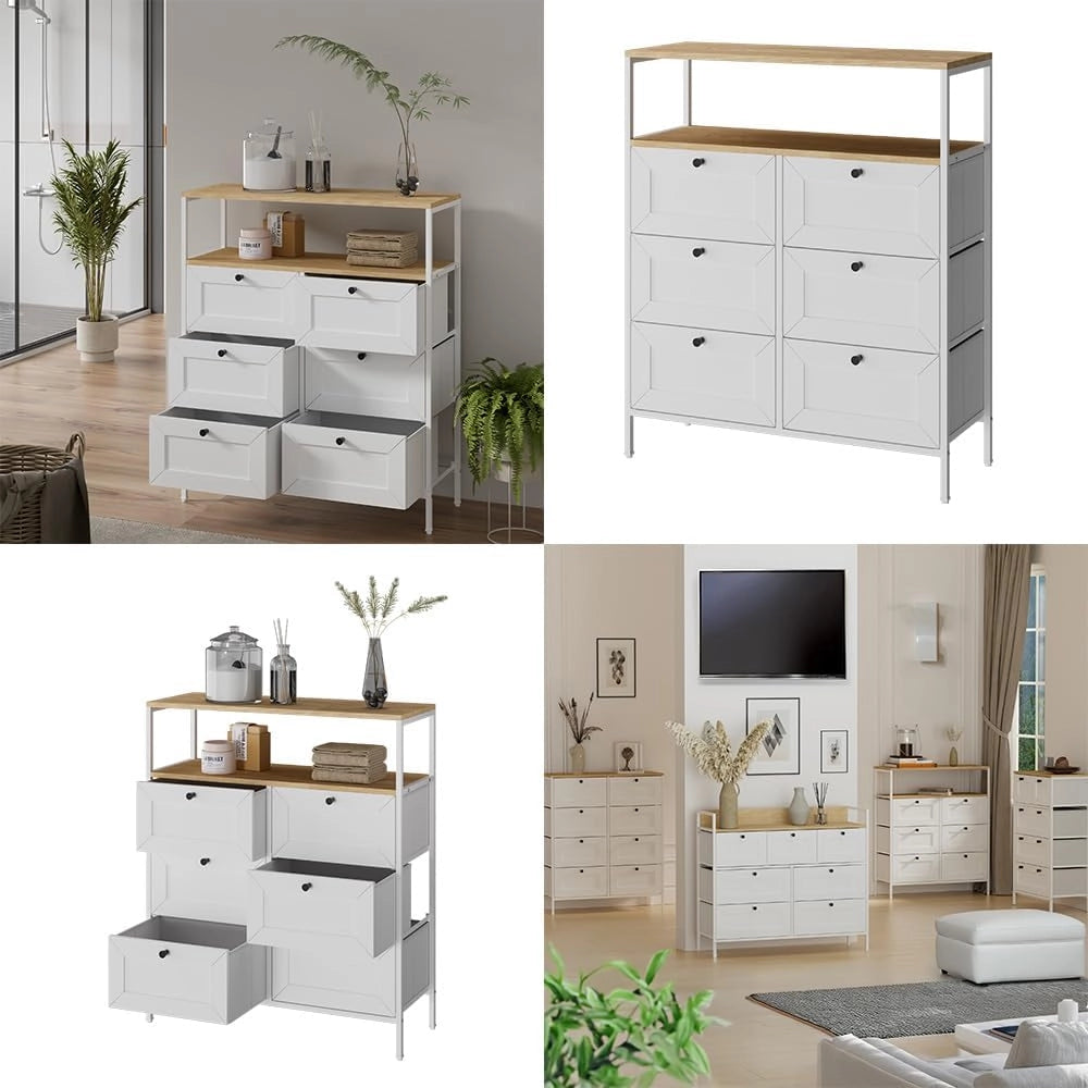 Cassettiera Belaro, Bianco, 80 x 95 cm 6 cassetti, adatto per riporre utensili da cucina e stoviglie