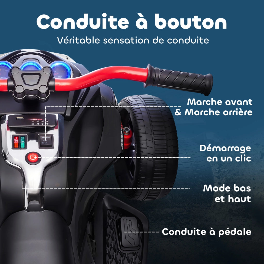 Auto elettrica per bambini ¨C zephmum ¨C 12V 3 ruote 2 motori nero