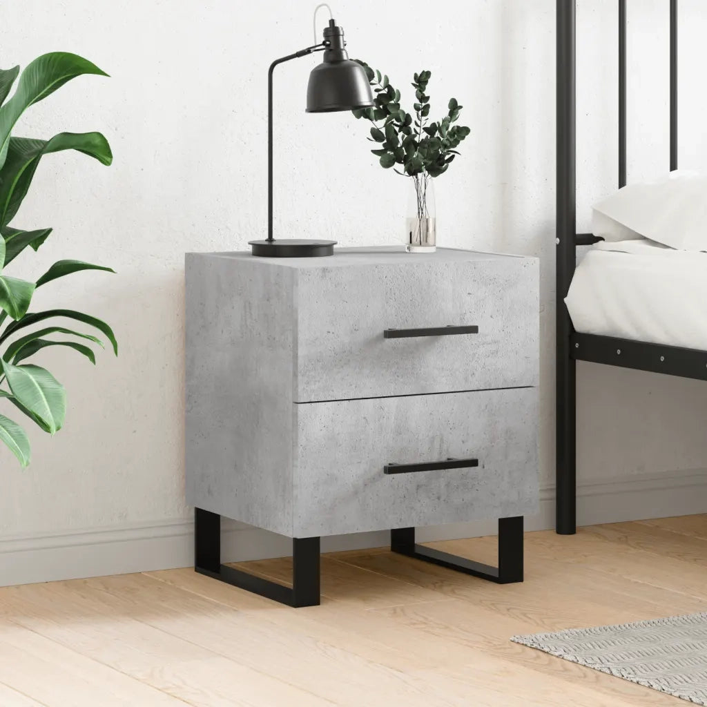 Comodino | Armadio da Notte | Mobiletto da notte Grigio Cemento 40x35x47,5 cm in Legno Multistrato