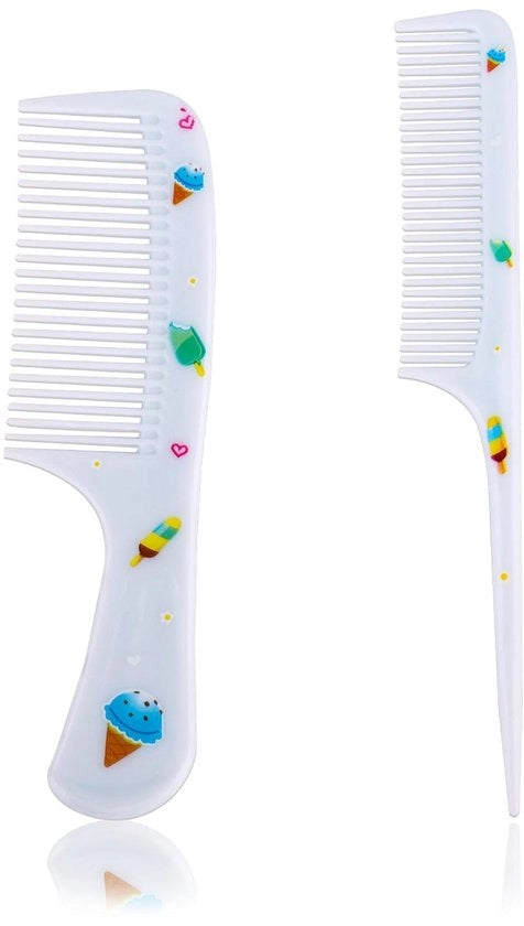 Set di pettinatura per capelli - 2x pettine con denti sottili e ratti - pettine mini per styling - materiale plastico - dimensioni 14x4 cm/15,7x2,5 cm - spazzola per capelli