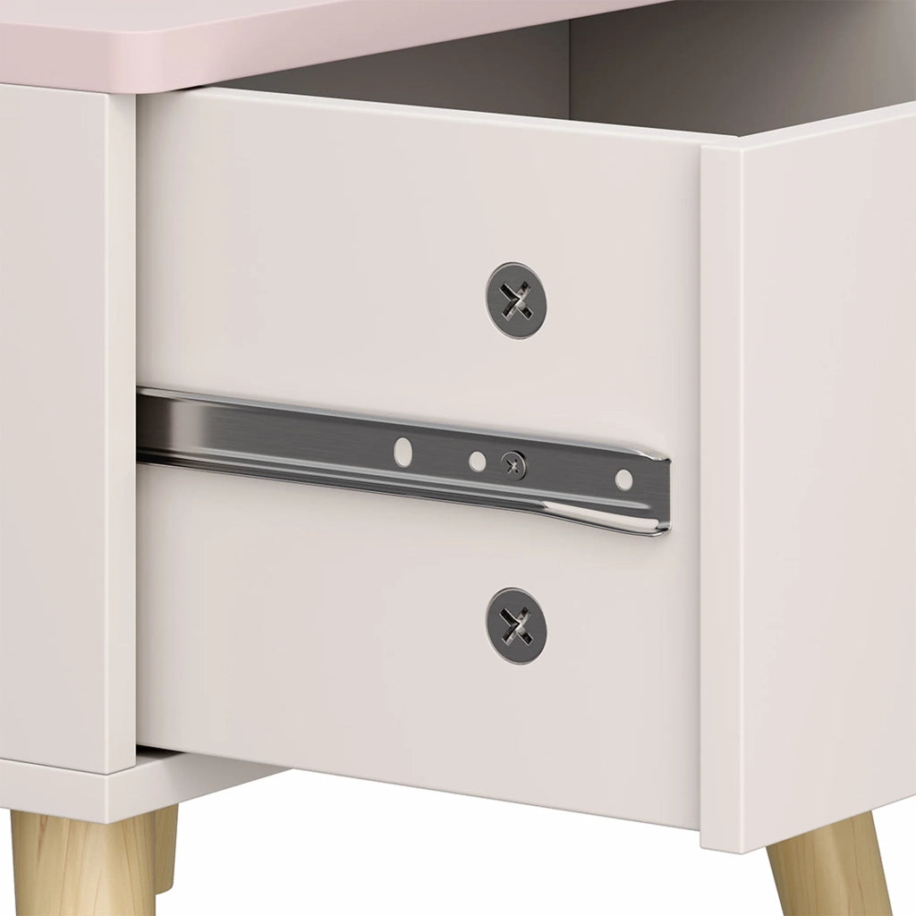 Comodino per bambini comodino cassettiera mobile contenitore 31 x 38 x 30 cm bianco e rosa 03_0011028
