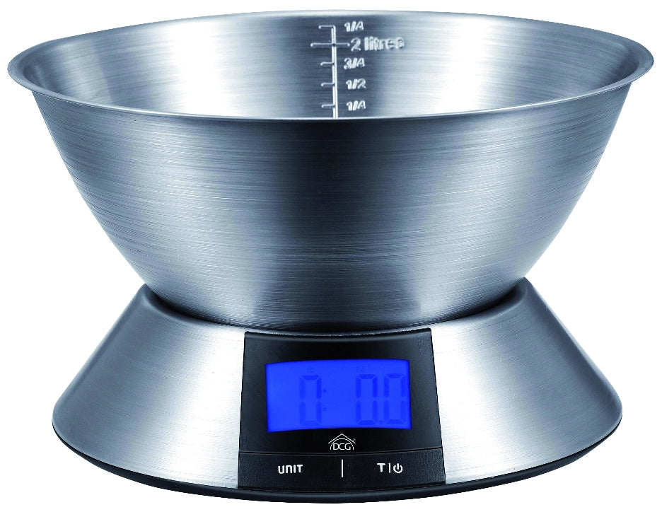 Dcg BILANCIA DA CUCINA ELETTRONICA CON CORPO E CIOTOLA IN ACCIAIO INOX Portata kg. 5