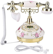 Telefono da Scrivania Retro - Cassetta in Ceramica - Design Antico - Telefono Fissato - Display LCD - Funzione Handsfree - Telefono Fissato