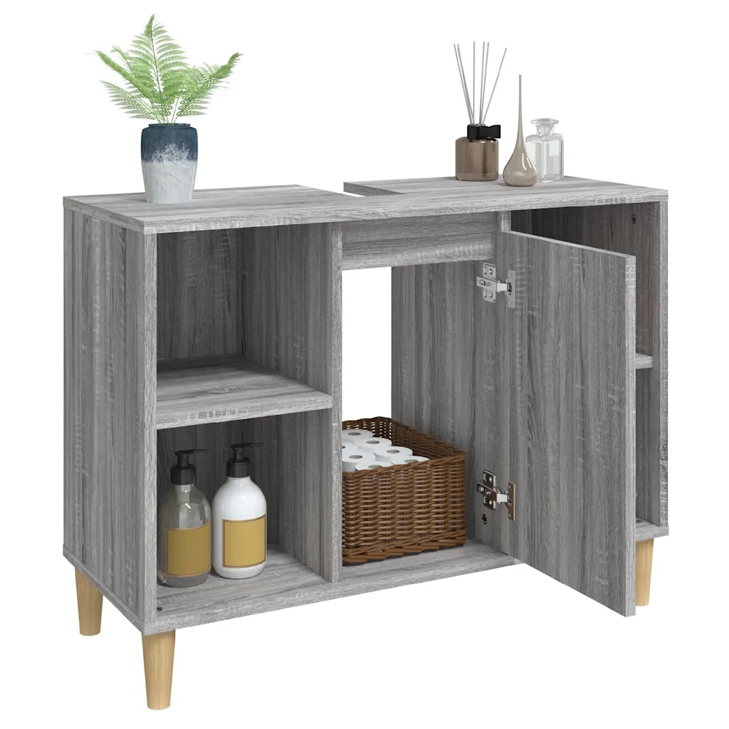 Mobile Lavabo | Armadio Lavabo Grigio Sonoma 80x33x60 cm in Legno Multistrato