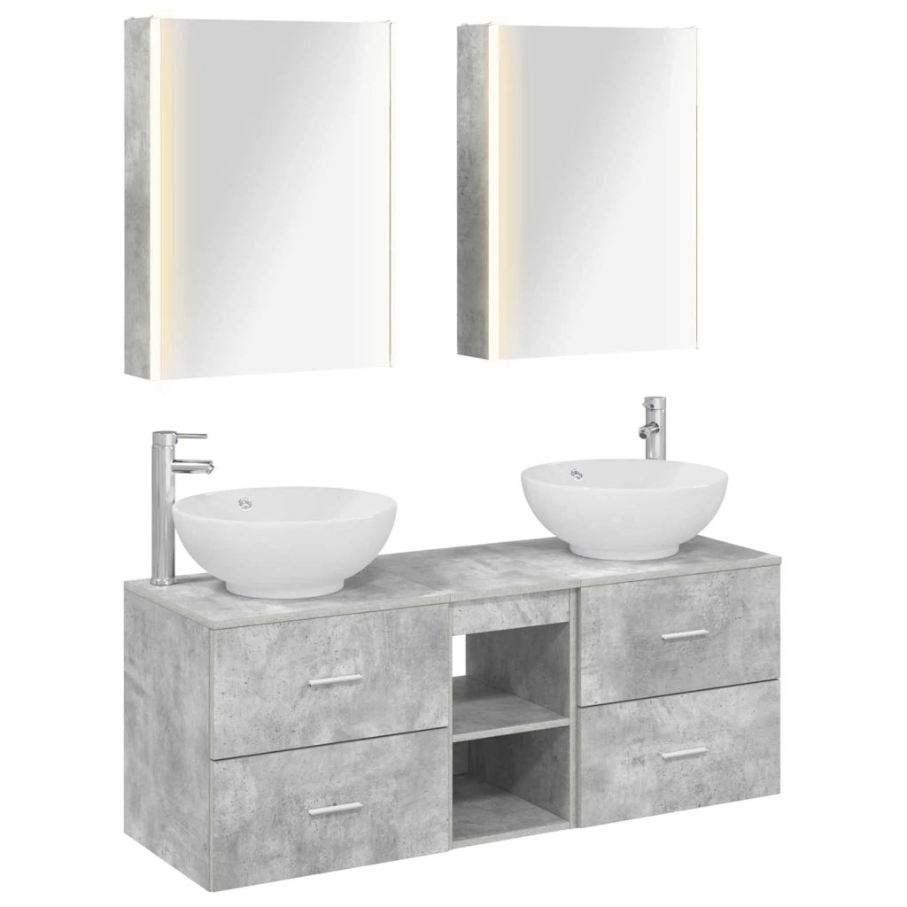 Set di mobili per il bagno 5 pcs Grigio Cemento 3406970