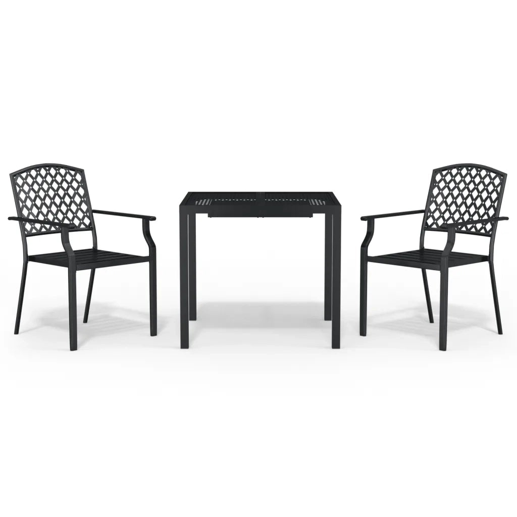 Set da Pranzo da Giardino 3 pz in Acciaio Antracite 3187997