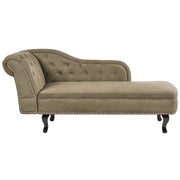 Chaise longue in velluto verde oliva versione sinistra Con Bottoni stile retrò