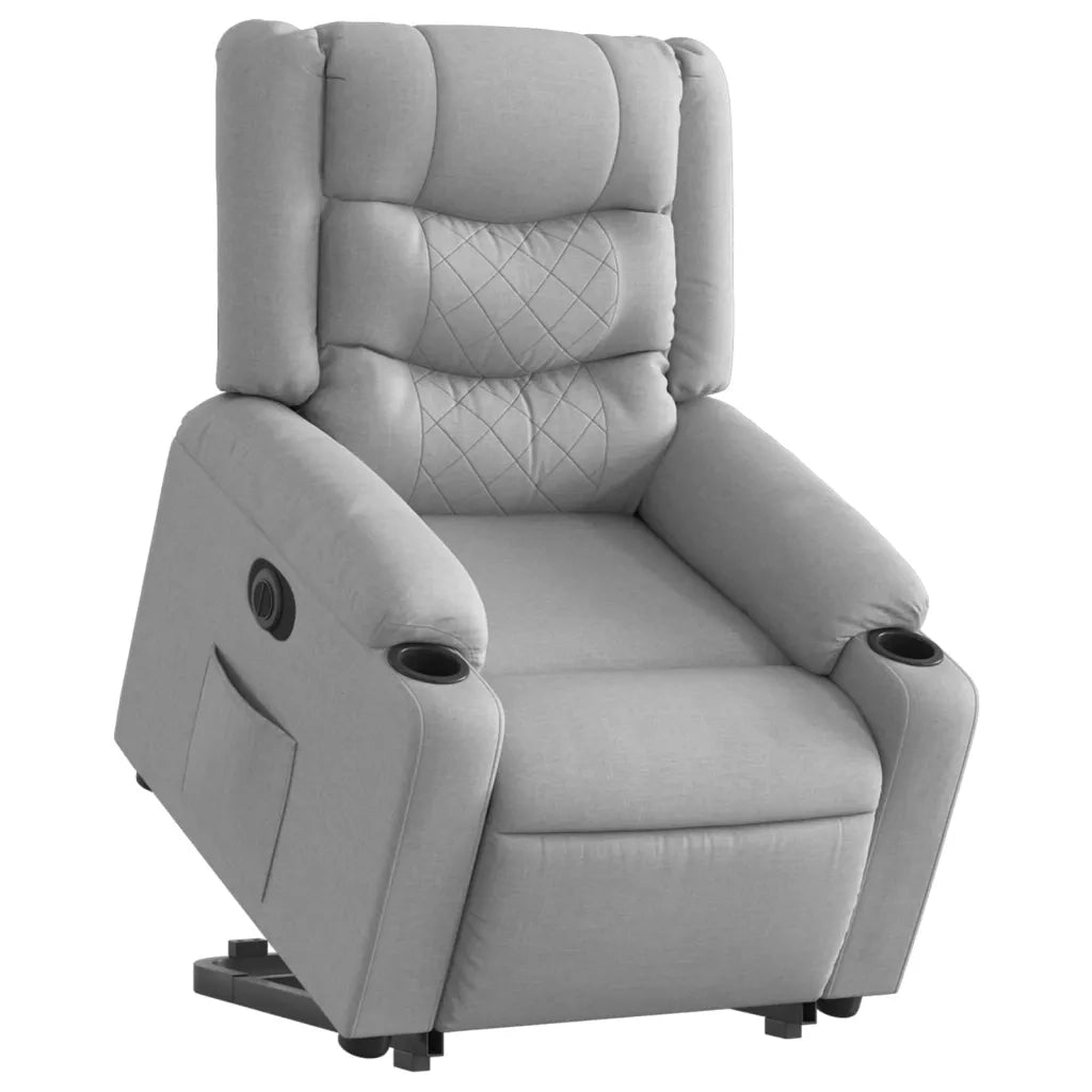 Poltrona Reclinante Alzapersona Elettrica Grigio Chiaro Tessuto