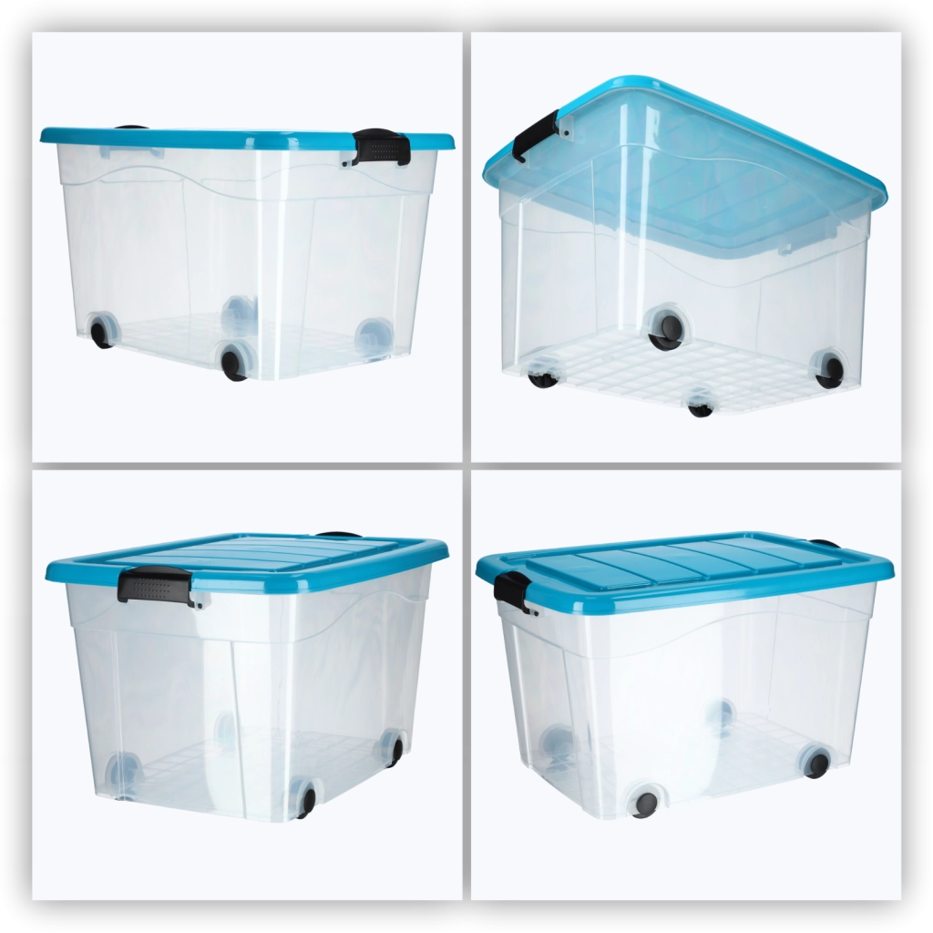 Contenitore per giocattoli KADAX, grande scatola con ruote, in plastica, grande 60 litri