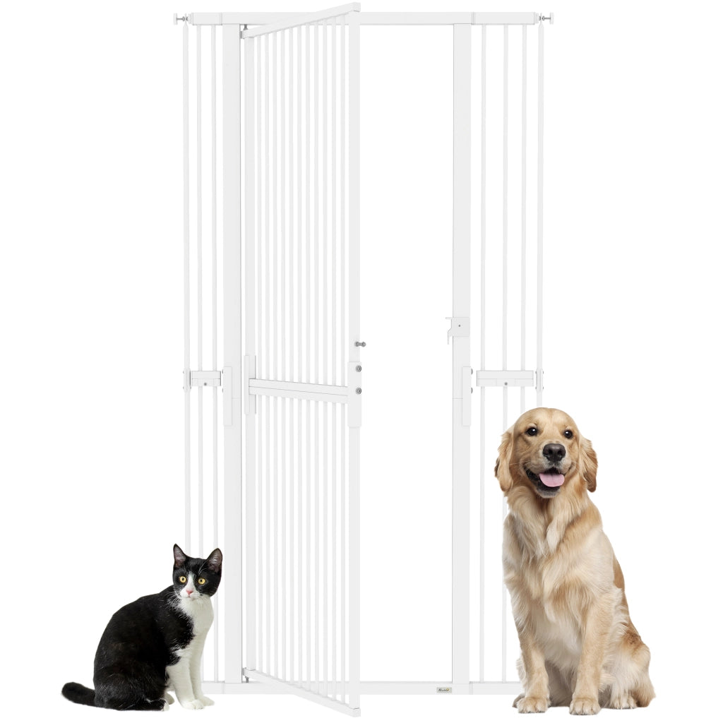 Cancellino per Cani e Gatti Alto 180 cm, Estensibile da 77-104 cm e Montaggio a Pressione, Bianco