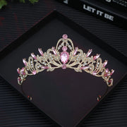 Corona di strass per donne, elegante corona per sposa per matrimoni, fidanzamenti e ricevimenti - fascia per capelli rosa