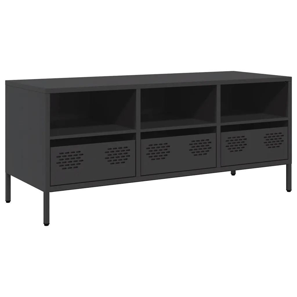 vidaXL Mobile TV Nero 101,5x39x43,5 cm in Acciaio Laminato a Freddo