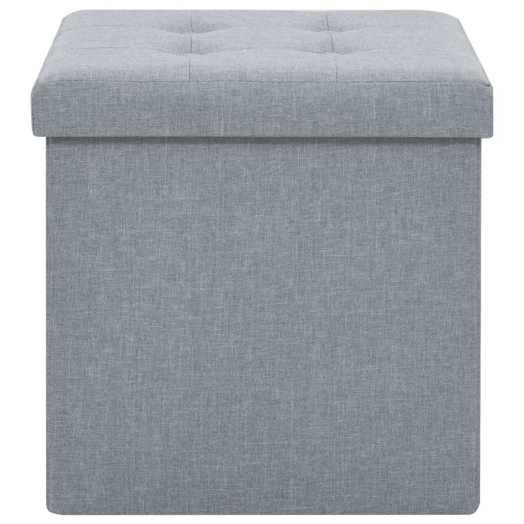 Pouf Pieghevoli con Contenitore 2pz Grigio Chiaro in Simil Lino 247080