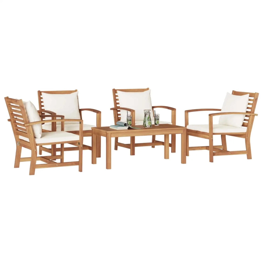 Set Divano da Giardino 5 pcs Naturale Legno di teak solido 3356862