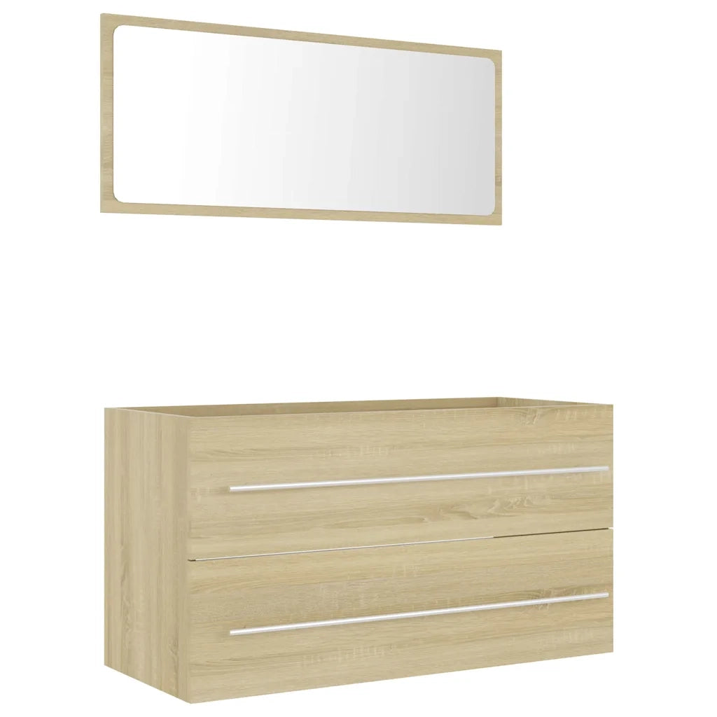 Set Mobili da Bagno 2 pz Rovere Sonoma in Legno Multistrato 804848