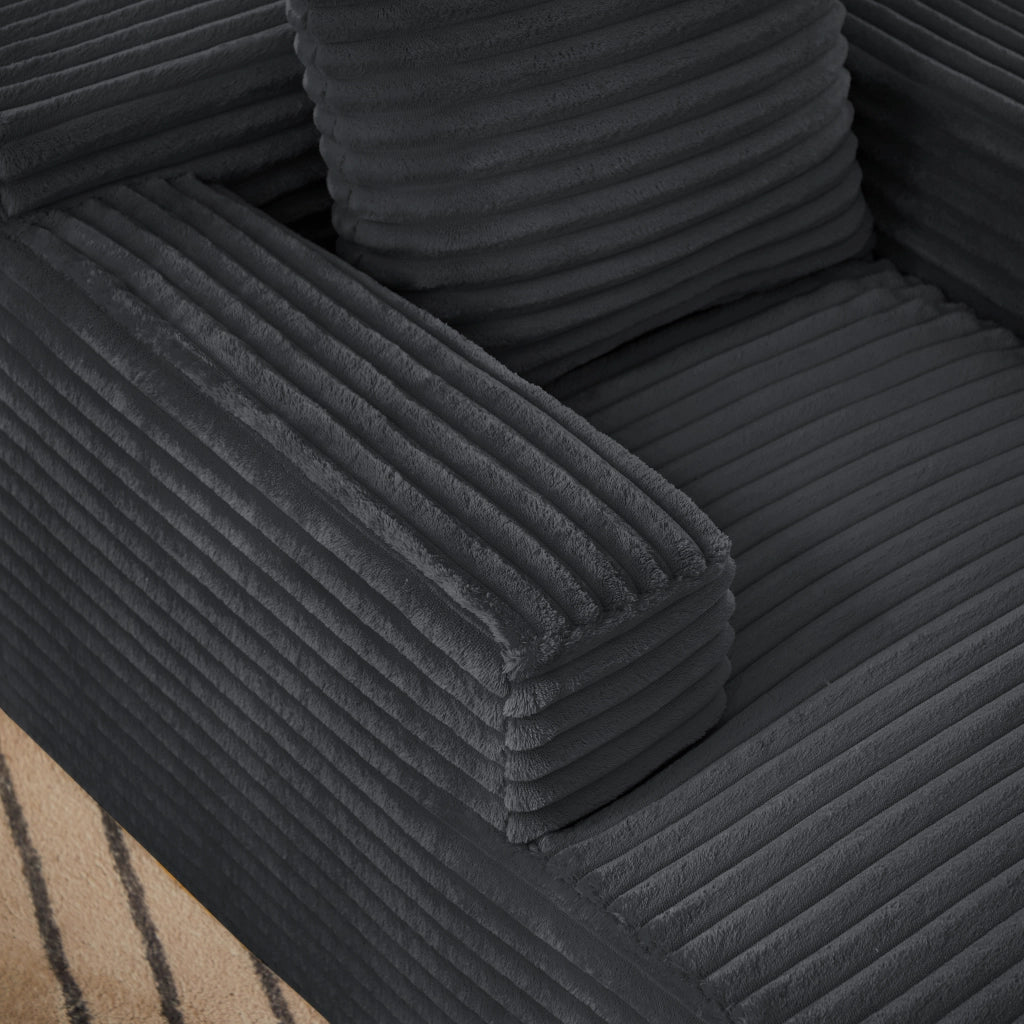 Méridienne relax con funzione letto e imbottitura in schiuma ad alta densità in velluto a coste grigio scuro