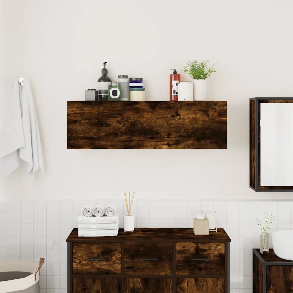 Armadietto Bagno Rovere Fumo 100x25x30 cm in Truciolato 860098
