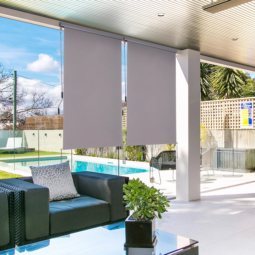 Tenda da balcone verticale a manovella ¨C zephmum ¨C Grigio Polyester+Alluminio 200x120 cm