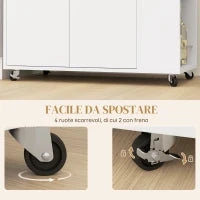 Carrello Cucina in Legno con Ripiano Aperto, Armadietto e Scaffale Laterale, 75x40x80.5 cm, color Rovere e Bianco