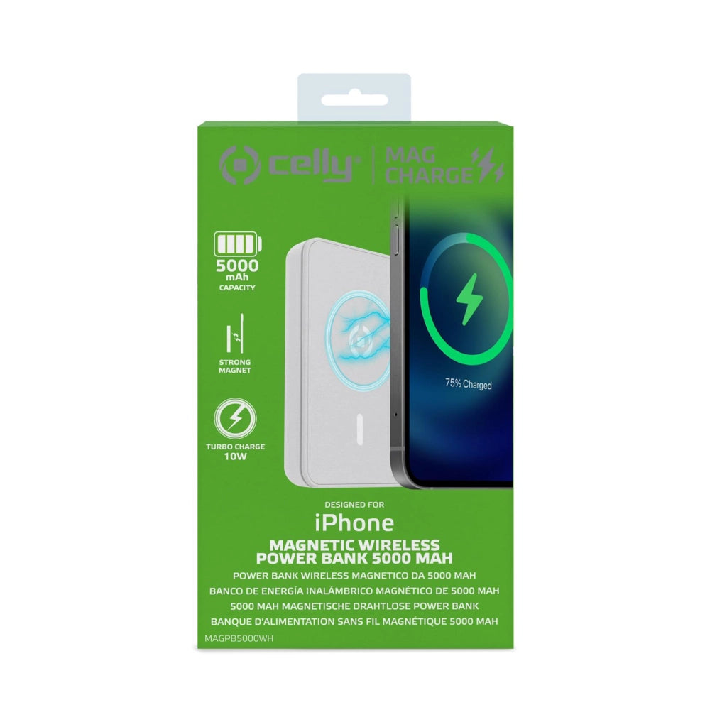 Celly magpb5000 5000 mah carica wireless bianco - MAGPB5000WH