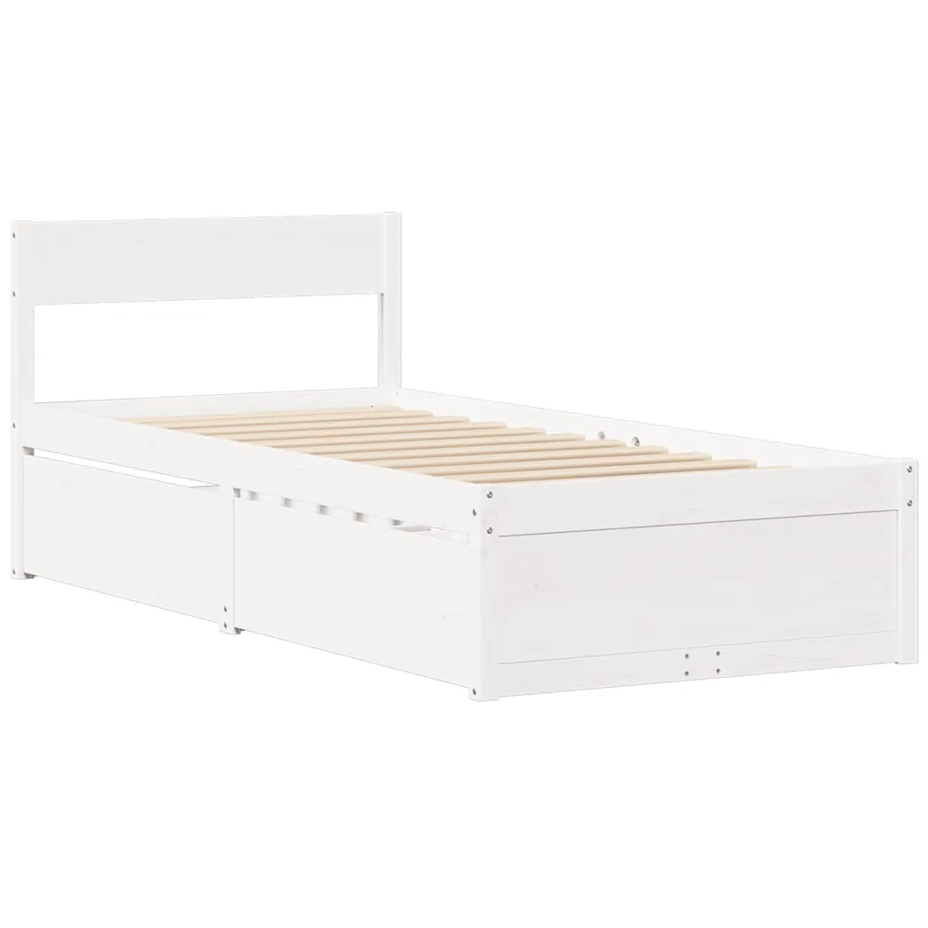 Giroletto senza Materasso Bianco 100x200 cm Legno Massello Pino