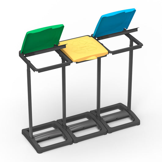 Pattumiera Differenziata 3 Posti 97x36x80 cm Portasacchi da 80-110 Litri