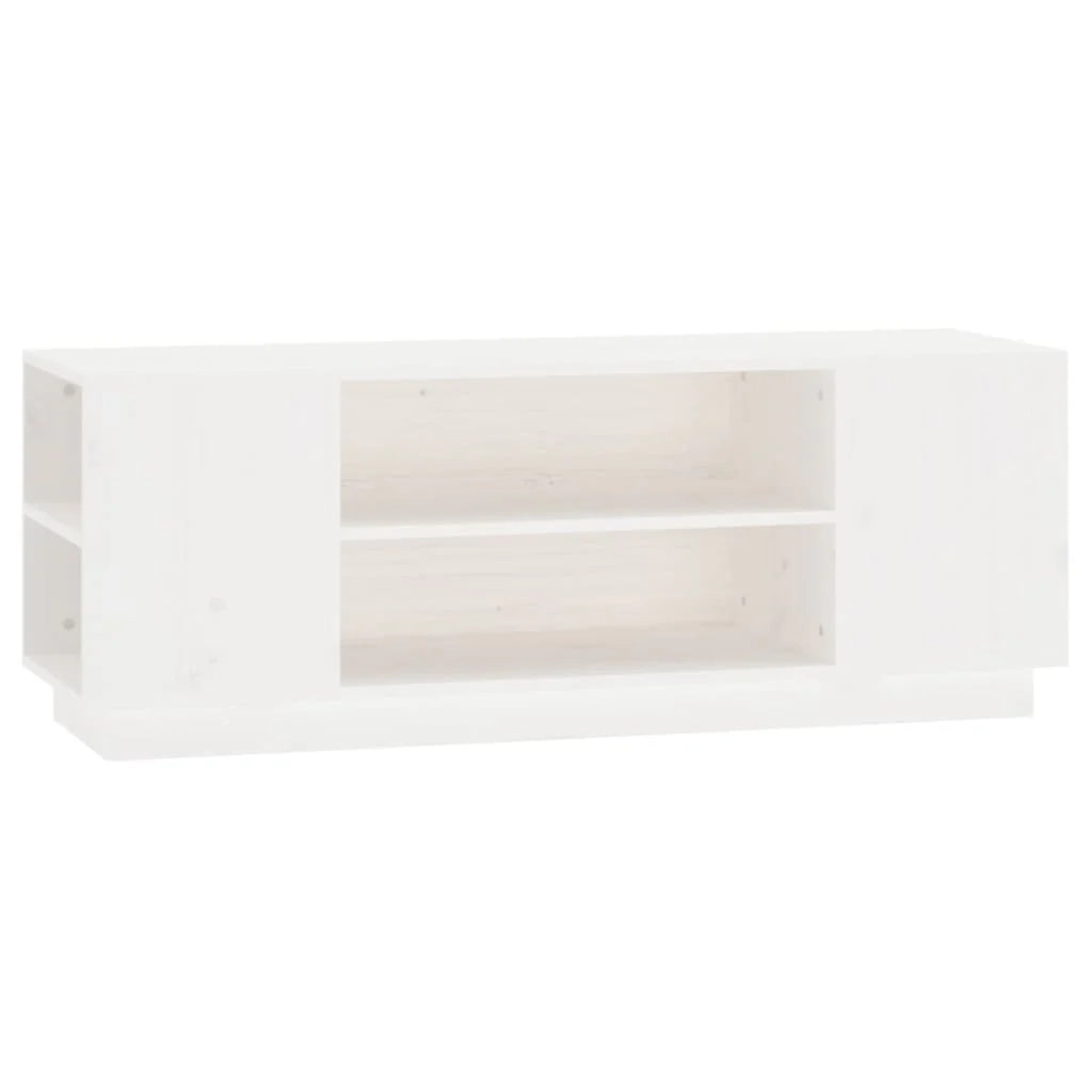 Mobile TV multimediale mensola per TV credenza per TV sala da pranzo soggiorno camera da letto 110 x 35 x 40,5 cm legno di pino massiccio bianco 02_0025756