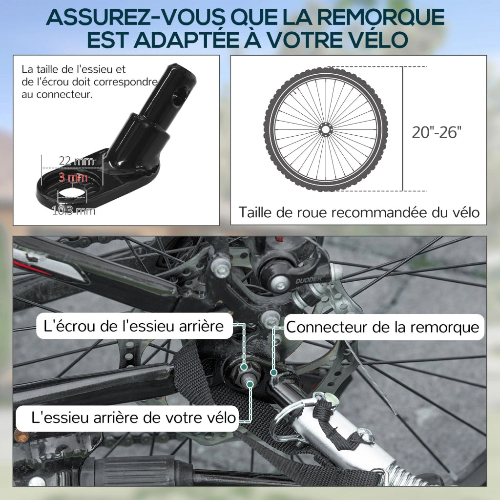 Rimorchio per bicicletta ¨C Zephmum ¨C Nero acciaio 139x71.5x49 cm
