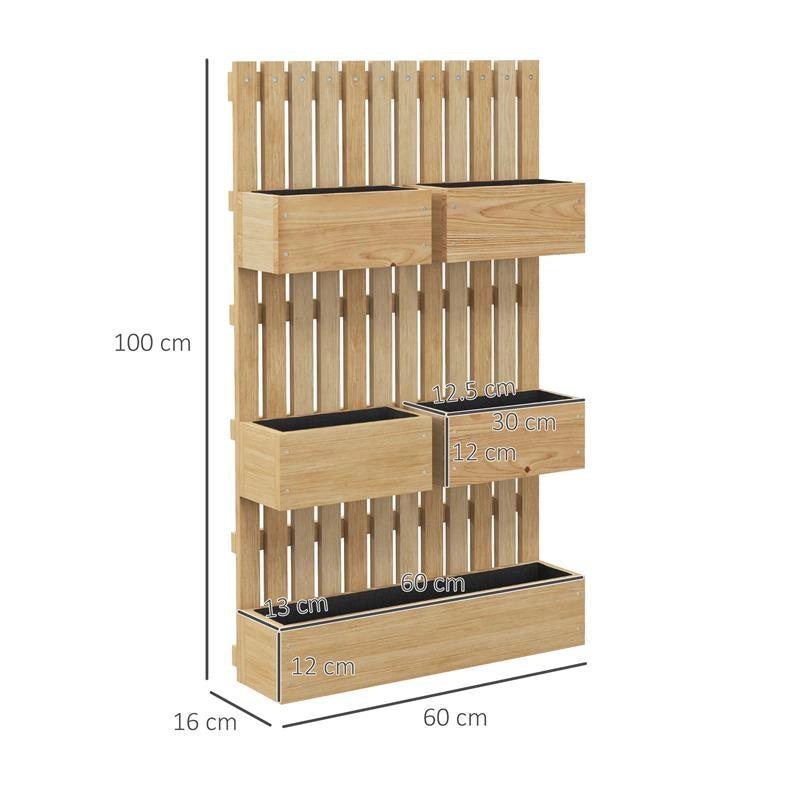 FIORIERA CON GRIGLIATO E FORI DI DRENAGGIO IN LEGNO DI ABETE 60X16X100 CM