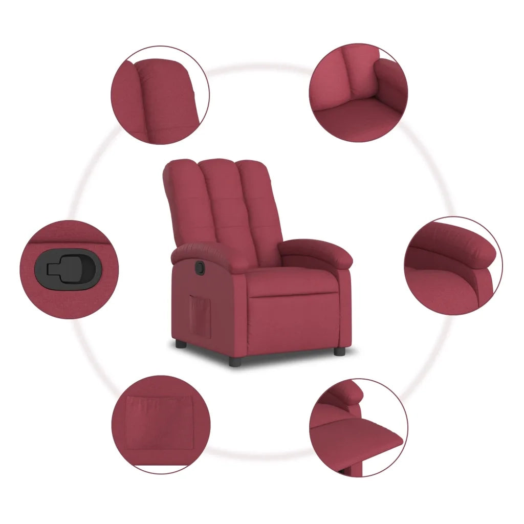 Divano Sedia-Poltrona Reclinabile in Tessuto Rosso Vino 615880