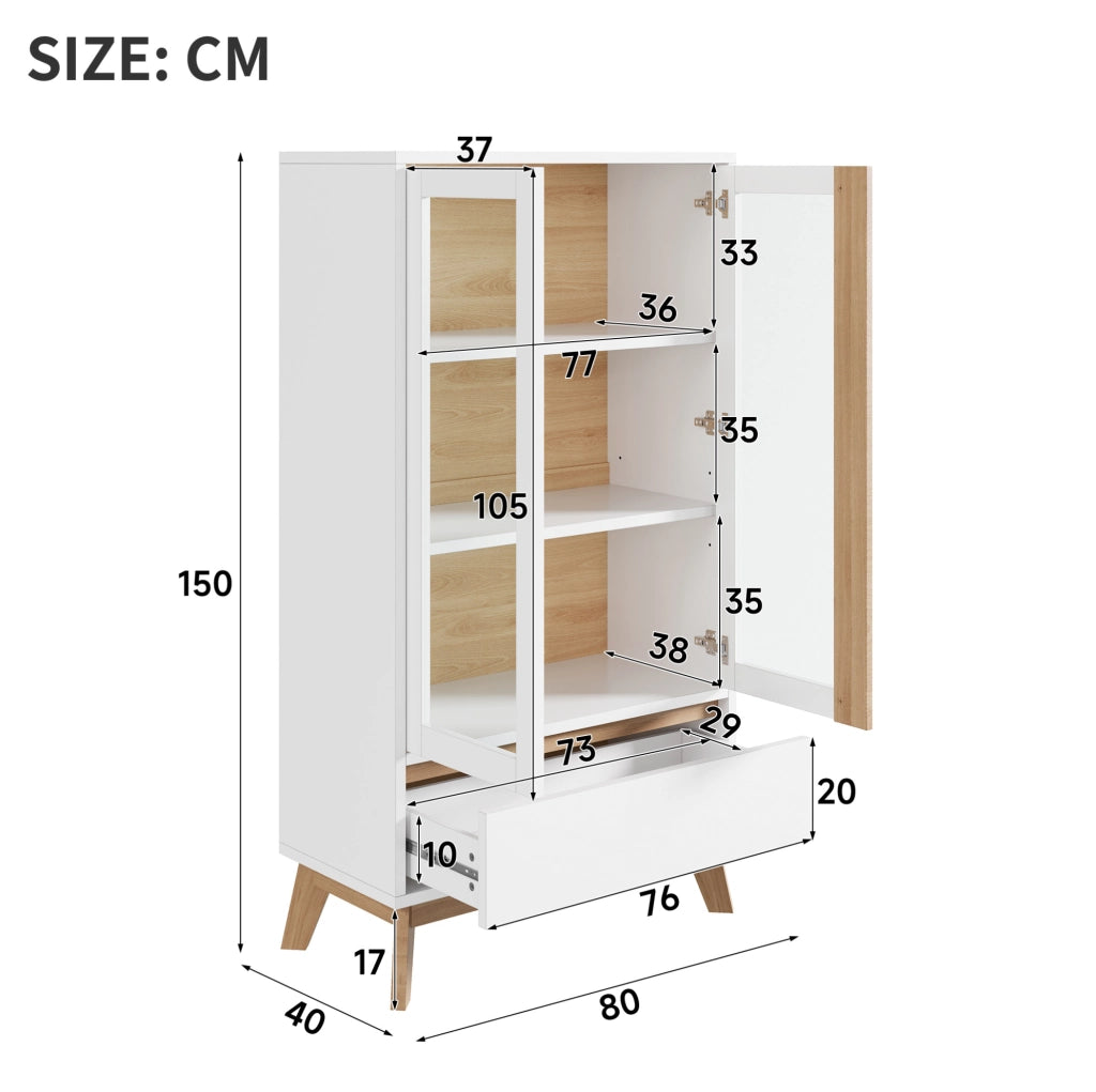 Credenza da cucina bianca con cassetto e ripiani regolabili