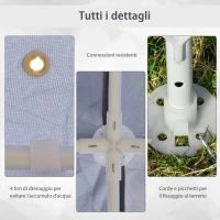 Gazebo Impermeabile con Zanzariere da Giardino Esterno Tendone in Poliestere 3 x 3 x 2.45 m Grigio