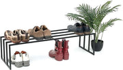 Scaffale per Scarpe in Metallo Nero 1 Livello - Standa per Scarpe Stabile per Camera da Letto o Camera