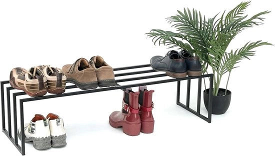 Scaffale per Scarpe in Metallo Nero 1 Livello - Standa per Scarpe Stabile per Camera da Letto o Camera