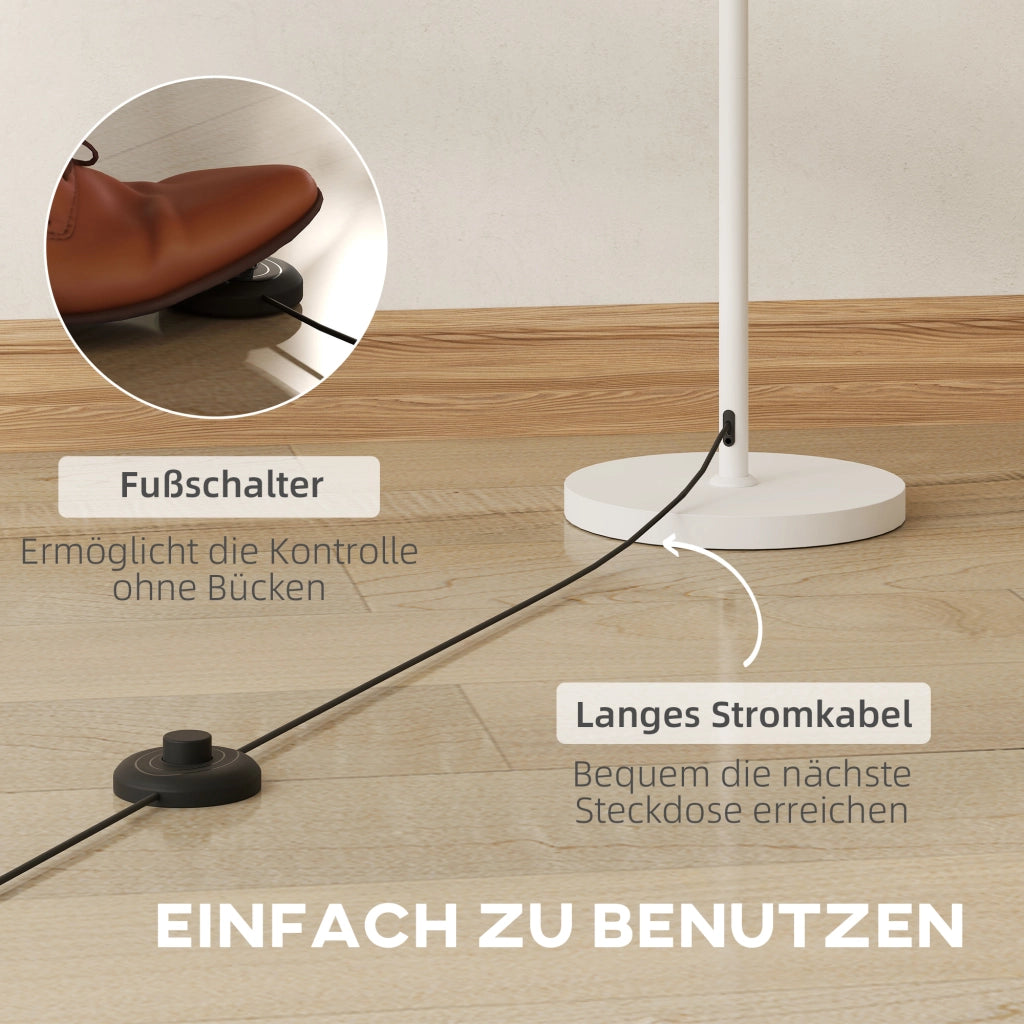 Lampada da Terra Retr¨° ¨C Xylo ¨C Paralume Plastica Bianco con Interruttore a Pedale