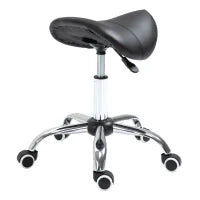 Sgabello da Lavoro a Sella con Ruote e Altezza Regolabile per Negozi Parrucchiere e Tattoo, 52x53x49-61cm Nero