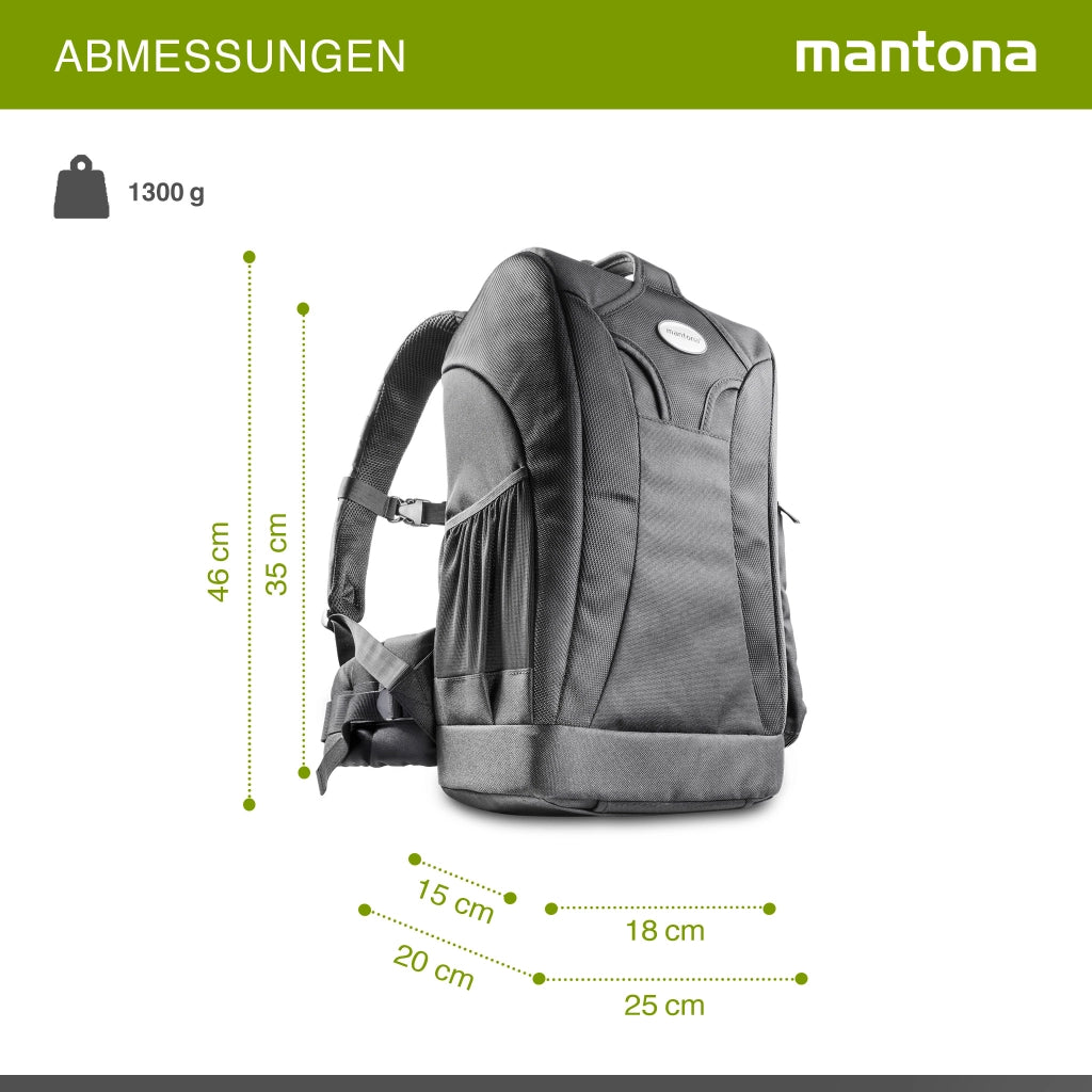 Mantona Zaino fotografico da trekking per fotocamera DSLR Borsa fotografica con supporto per treppiede, copertura antipioggia, interno personalizzabile