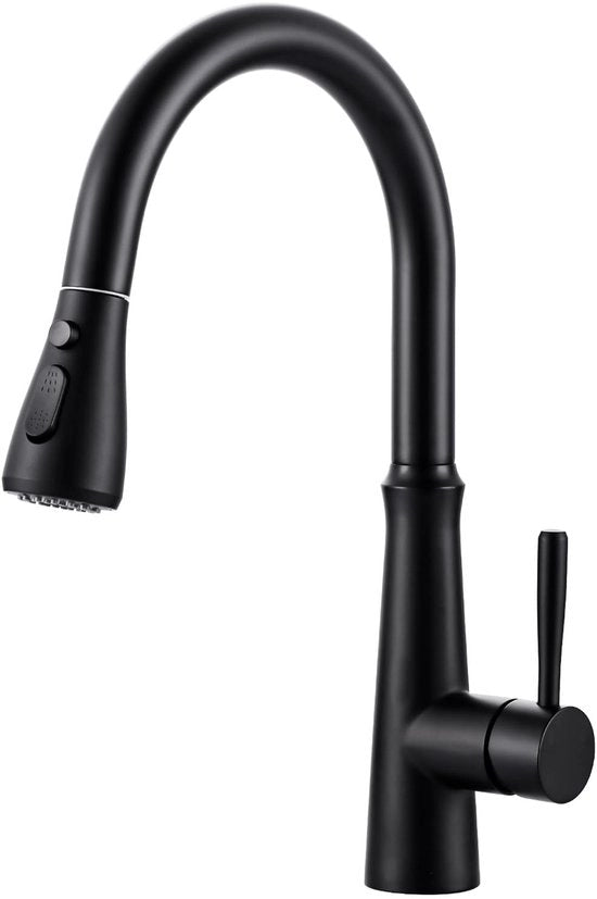 Uscita alta pressione, rubinetto da cucina 360° girevole con 2 tipi di getto d'acqua, rubinetto da cucina in acciaio inox, nero