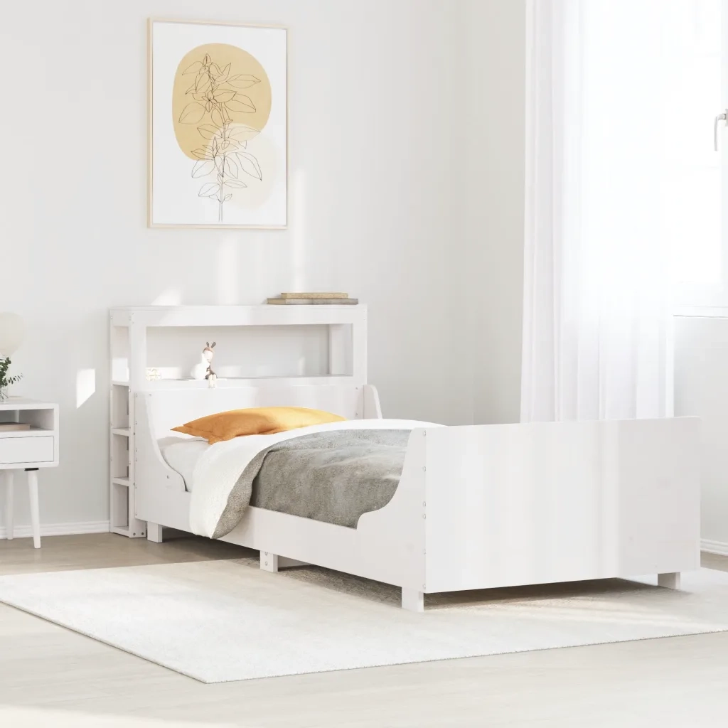 Letto singolo | Letto per adulti | Letto senza Materasso Bianco 90x200 cm Legno Massello di Pino