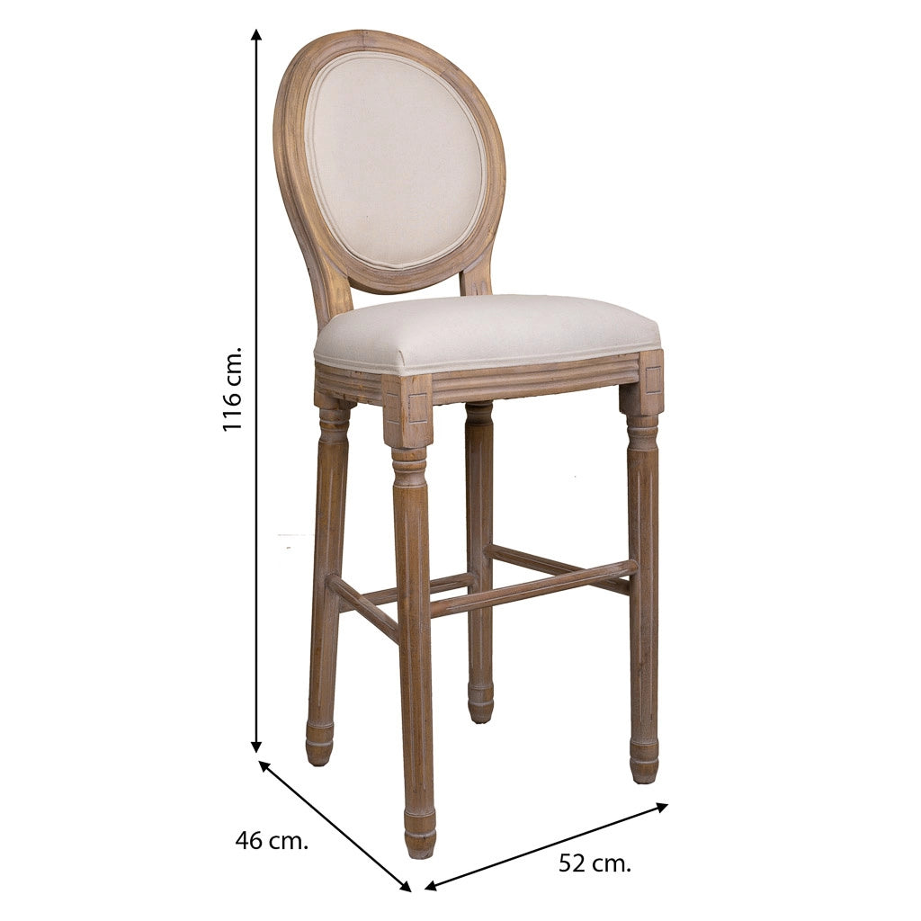 Sgabello in legno panna52x46x116h
