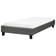 Letto singolo 90 x 200 in tessuto grigio con rete a doghe senza testiera
