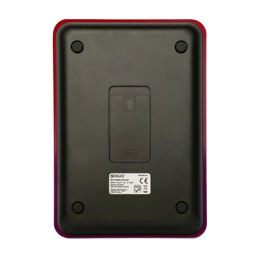 Bilancia elettronica da cucina 5kg, display LCD retroilluminato, 4 unità di peso, funzioni zero e tara - SOGO