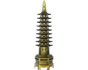 Figurina di bronzo di Feng Shui Wenchang Toren, 18cm, miniatura di tempio cinese per decorazione di ufficio e collezione di oggetti da viaggio
