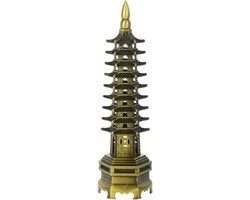 Figurina di bronzo di Feng Shui Wenchang Toren, 18cm, miniatura di tempio cinese per decorazione di ufficio e collezione di oggetti da viaggio