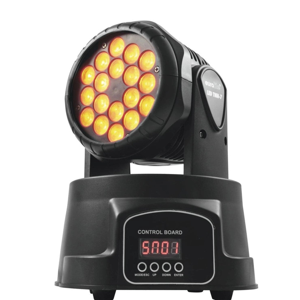 Trade Shop - Proiettore Testa Mobile Rotante Effetti Luce Discoteca Dmx 512 Rgb 18 Led 52w -