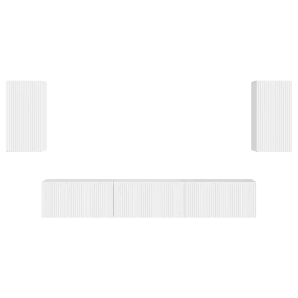 Set mobile TV 5 pcs Bianco Lucido Legno multistrato