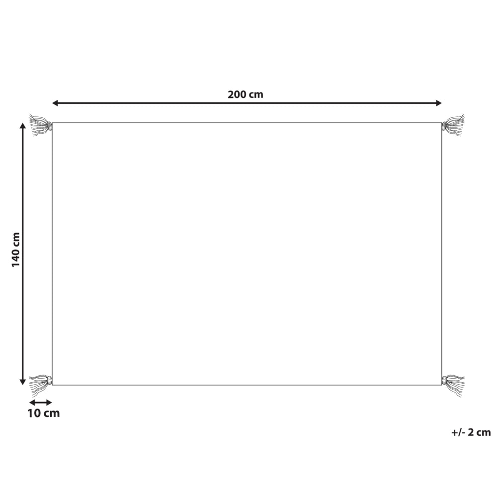 Tappeto orientale moderno con nappe 140 x 200 cm bianco con motivo geometrico rosso